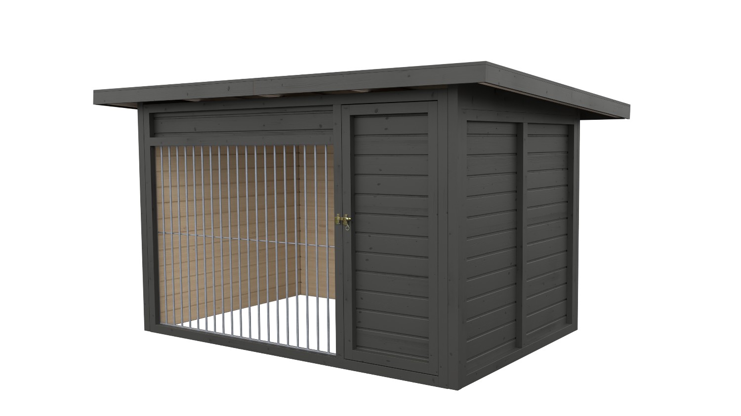 Winterberg-Luxus Holzzwinger mit Pultdach 2 x 3 m | graphitgrau | Rohrstab Abstand 8 cm